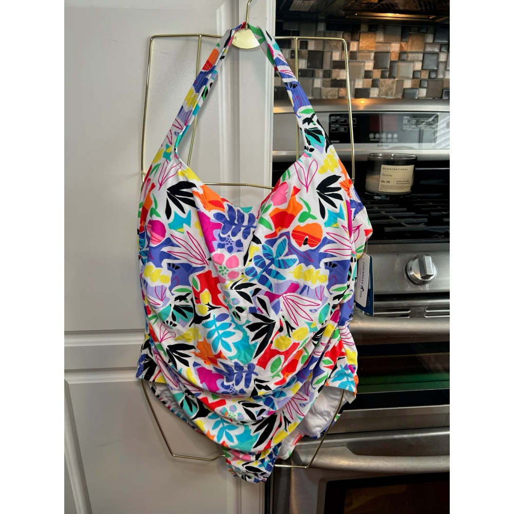 New Caribbean Joe Women's Summer’s Garden Swimsuit - Picture 4 of 7